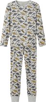 NAME IT NKMNIGHTSET GREY MELANGE DINO INJ Jongens Pyjamaset - Maat 110/116