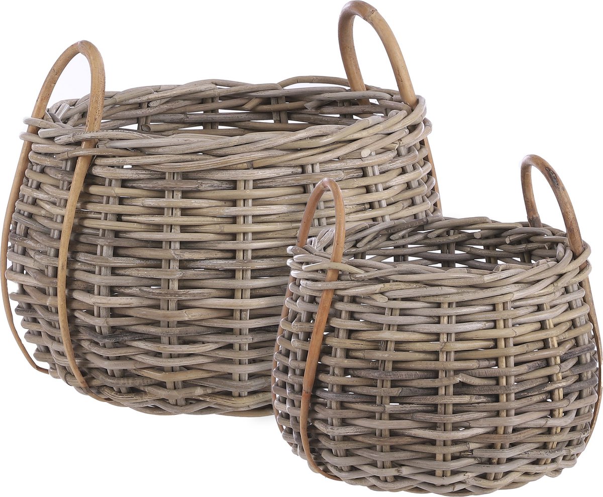 Mica Decorations Cameo Manden - H40 x Ø44 cm - Set van 2 - Grijs