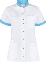Haen / Ballyclare Dames Zorgjas Mila met tricot mouwinzet Wit/Magic Azur - Maat XS