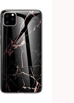 Apple iPhone 11 Pro Max Hoesje - Mobigear - Marble Serie - Gehard Glas Backcover - Zwart - Hoesje Geschikt Voor Apple iPhone 11 Pro Max