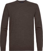 Profuomo - Pullover Merino O-Hals Donkerbruin - L - Slim-fit