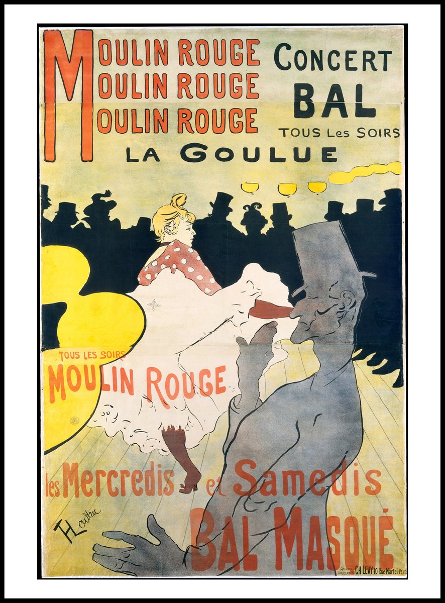 Esque Vintage Poster Le Moulin Rouge - A3 - 40x30 - Art Nouveau - Frankrijk Parijs - Retro - Prent Multicolor