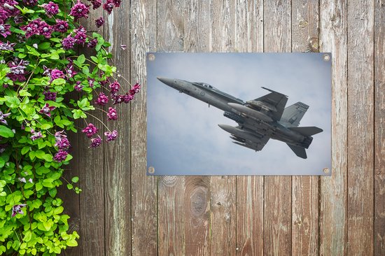 Posters de jardin extérieur Avion - Avion de chasse - Camouflage - 90x60 cm - Toile jardin - Affiche extérieur