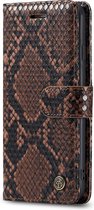 iPhone SE 2020 Casemania Hoesje Bruin - Luxe Slangen Portemonnee Book Case - Kaarthouder & Magneetlipje