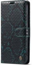 iPhone XR Casemania Hoesje Groen - Luxe Slangen Portemonnee Book Case - Kaarthouder & Magneetlipje