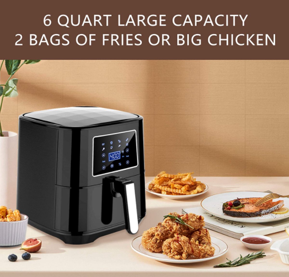 Air Fryer Bear A19A (black) A19A (black), for Making French Fries