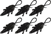 Halloween - 6x stuks horror griezel ratten zwart 8 cm - Plastic nep ratten - Halloween thema decoratie/accessoires