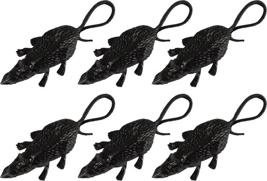 Halloween - 6x rats effrayants d'horreur noir 8 cm - Faux rats en plastique - Décoration/accessoires thème Halloween