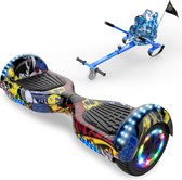 Microgo Hoverboard 6.5 Inch | Krachtige Motor | Sier LEDs | Bluetooth Speaker | Hiphop + Kart Blauw