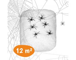 Nep Spinnenweb - 12m2 - Incl. 6 Spinnen - Horror Decoratie