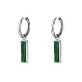 Yehwang Oorhangers Groene Steen Zilver 289307-118