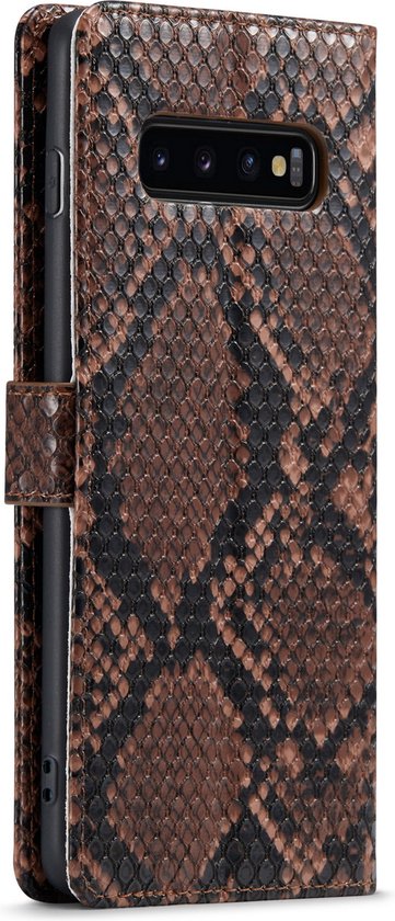 Étui Casemania pour Samsung Galaxy S10 Plus Marron - Étui portefeuille de Luxe en forme de Tuyaux - Porte-cartes et onglet magnétique