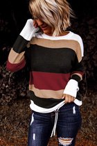 Gebreide Trui Dames - Colorblock Rood - Maat S