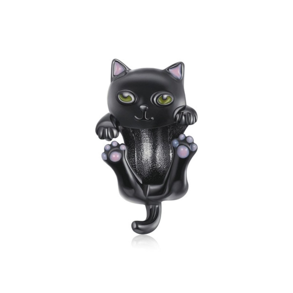 Zilveren bedel Zwarte kat