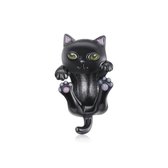 Zilveren bedel Zwarte kat