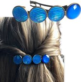 Hairpin.nu Color Hairclip XL glas cabochon haarspeld blauw 044