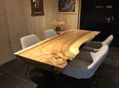 Boomstamtafel | Suar | Eettafel | 200 x 75 cm | X-Poten | Metalen tafelpoten