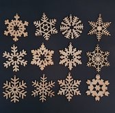 12 houten Sneeuwvlok ornamenten| Geproduceerd in Nederland | Kaboomlaser