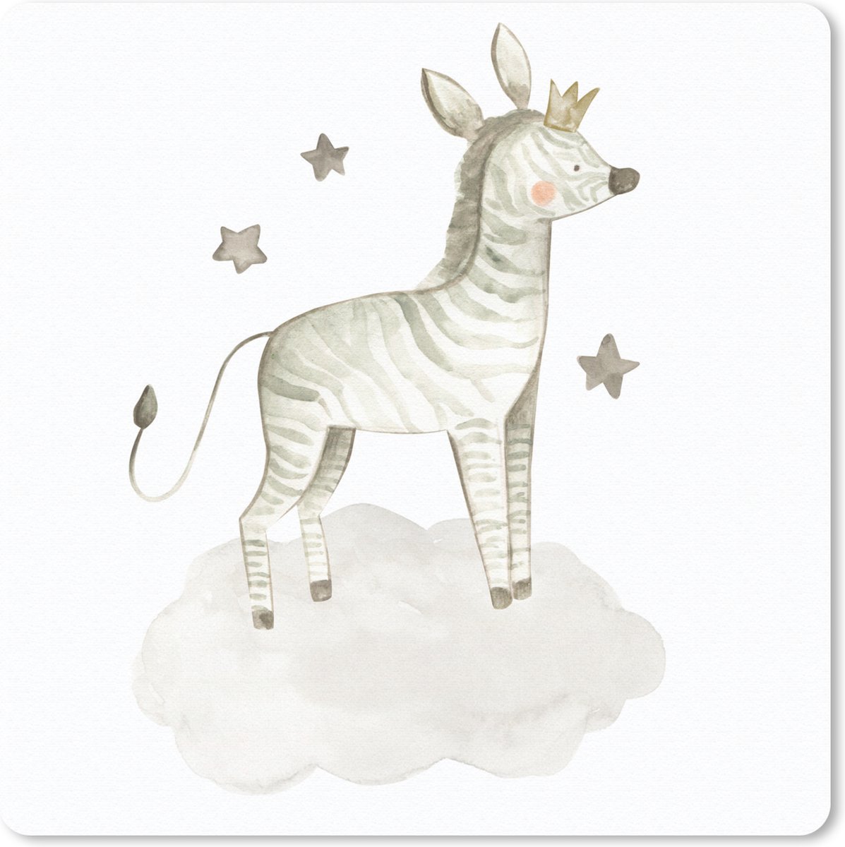 Muismat 20x20 cm - Mousepad Zebra - Kroon - Wolk - Muismatten