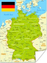 Poster Kleurrijke kaart van Duitsland - 60x80 cm
