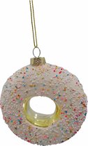 Colmore - Donut kersthanger - Glas - Kerstornament - Wit - 10cm