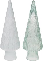 Kerstbomen set gerecycled glas - Wit/Groen - 15x43cm