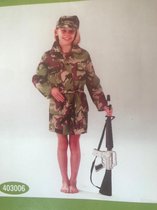 ArmyGirl Kostuum Soldaat Meisjes Legergroen Maat 116 rok + hemd + pet