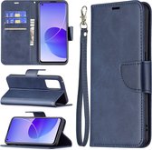 Oppo Reno6 Hoesje - MobyDefend Wallet Book Case Met Koord - Blauw - GSM Hoesje - Telefoonhoesje Geschikt Voor: Oppo Reno6