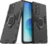 Oppo Reno6 Pro hoesje - MobyDefend Dubbelgelaagde Pantsercase Met Standaard - Zwart - GSM Hoesje - Telefoonhoesje Geschikt Voor: Oppo Reno6 Pro