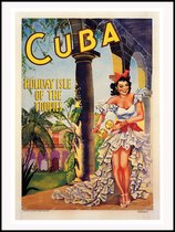 Poster Cuba Travel - 40x30 - Reizen - Vintage Reisposter - Retro - Travel Poster