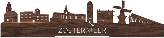 Standing Skyline Zoetermeer Notenhout - 60 cm - Woondecoratie design - Decoratie om neer te zetten en om op te hangen - Meer steden beschikbaar - Cadeau voor hem - Cadeau voor haar - Jubileum - Verjaardag - Housewarming - Interieur - WoodWideCities