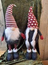 Kerst - Gnome - Kabouters - Kabouter - Set van 2 - Stripe & Dots - 65 cm - Verlichting - Uitschuifbare benen