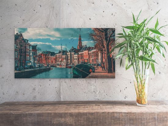 Artaza Toile Peinture Canal à Groningue - 40x20 - Klein - Photo sur Toile - Impression sur Toile