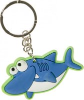 sleutelhanger haai junior 6 cm rubber groen/blauw