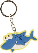 sleutelhanger haai junior 6 cm rubber geel/ blauw