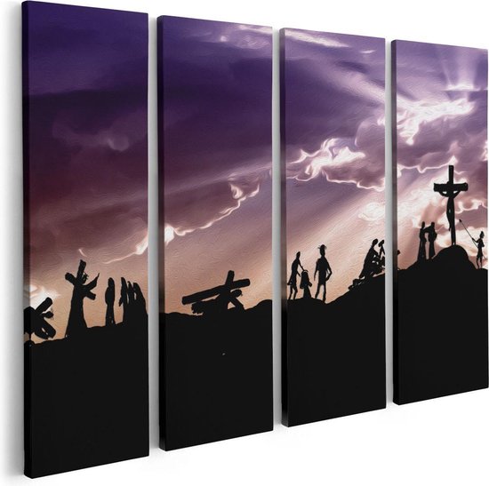 Artaza Canvas Schilderij Vierluik Kruistocht naar het Kruis van Jezus Christus - 80x60 - Foto Op Canvas - Canvas Print