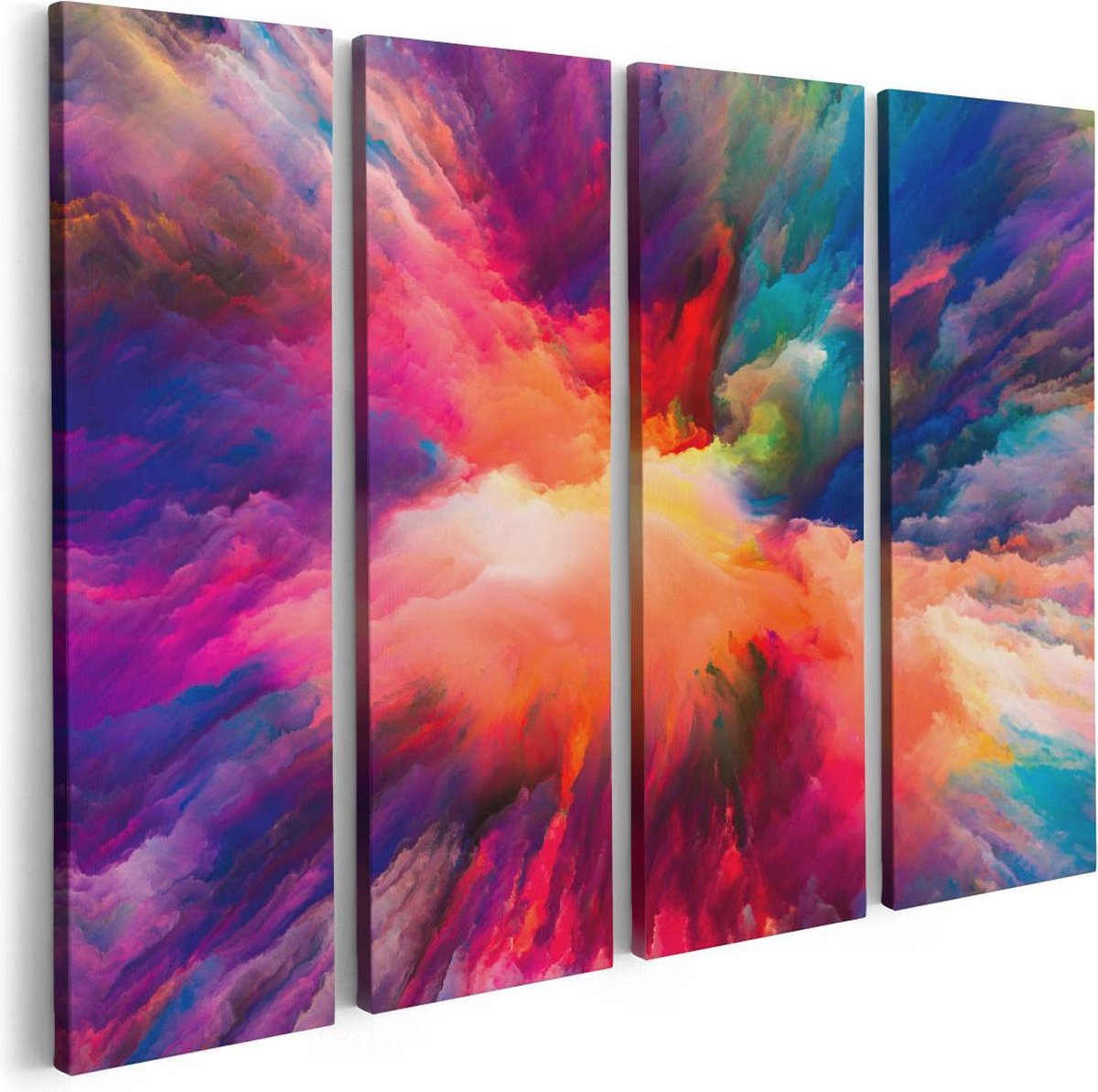 Artaza Canvas Schilderij Vierluik Abstracte Kunst van Kleuren Verf - 80x60 - Foto Op Canvas - Canvas Print