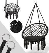 Sens Design Hangstoel - voor binnen en buiten - macramé look - zwart