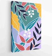 Canvas schilderij - Summer tropical wall arts vector. Palm leaves, coconut leaf, monstera leaf, line arts 4 -    – 1922510723 - 50*40 Vertical