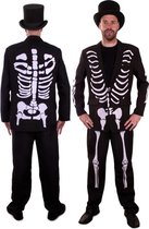 PartyXplosion - Spook & Skelet Kostuum - Keurig Herenkostuum Skelet - Man - Zwart / Wit - Maat 56 - Halloween - Verkleedkleding