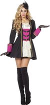 Wilbers - Musketier Kostuum - Vlijmscherpe Musketier - Vrouw - roze,zwart - Maat 44 - Carnavalskleding - Verkleedkleding