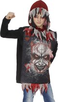 Wilbers - Monster & Griezel Kostuum - Hoody Scary Devil - Jongen - zwart - Maat 152 - Halloween - Verkleedkleding