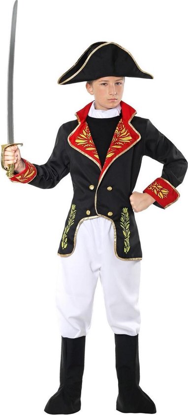 Widmann - Middeleeuwse & Renaissance Strijders Kostuum - Napoleon Van Elba - Jongen - Zwart - Maat 158 - Carnavalskleding - Verkleedkleding