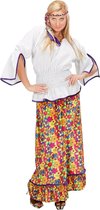 Widmann - Hippie Kostuum - Lange Jurk Hippie Vrouw Fluweel Kostuum - Wit / Beige, Multicolor - Small - Carnavalskleding - Verkleedkleding