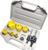 Geel HSS 9 delige Gatenzaag Hole Saw set gereedschap box 19, 22, 29, 38, 44 en 57 mm Bimetalen carbon steel