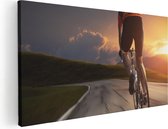 Artaza - Peinture sur toile - Cyclisme cycliste sur la route au coucher du soleil - 100 x 50 - Groot - Photo sur toile - Impression sur toile