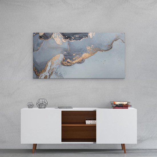 Artaza - Peinture sur toile - Art abstrait en marbre Grijs - 100x50 - Groot - Photo sur toile - Impression sur toile
