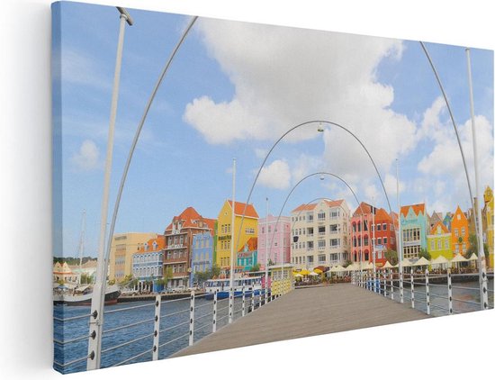 Artaza Canvas Schilderij Willemstad in Curaçao - Foto Op Canvas - Canvas Print