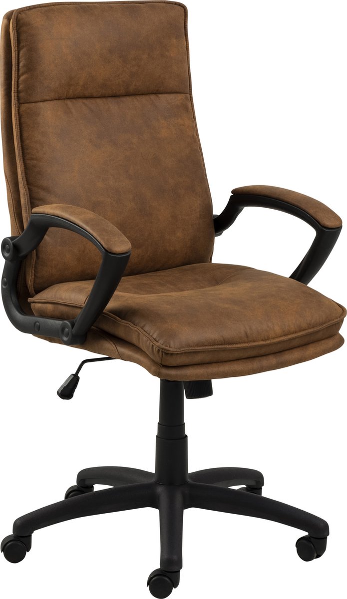 24Designs Dorian Bureaustoel - Stof Camel - Zwart Onderstel Met Wielen