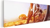 Artaza Tableau sur toile Cycliste VTT sur pierres au lever du soleil - 90x30 - Photo sur toile - Impression sur toile
